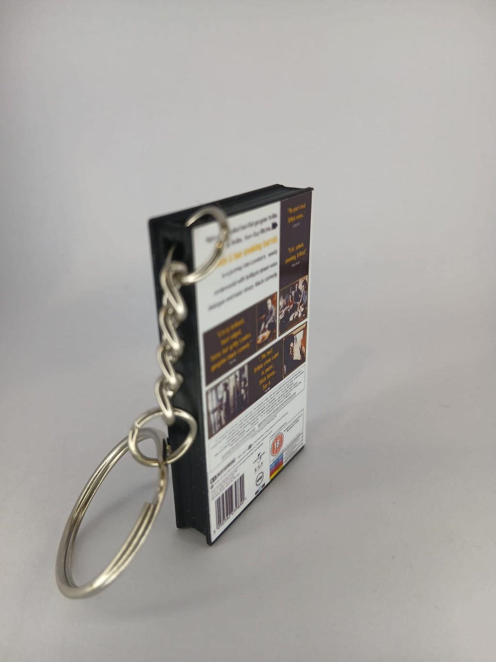 Lock, Stock and Two Smoking Barrels Mini VHS Keyring – front angle standing