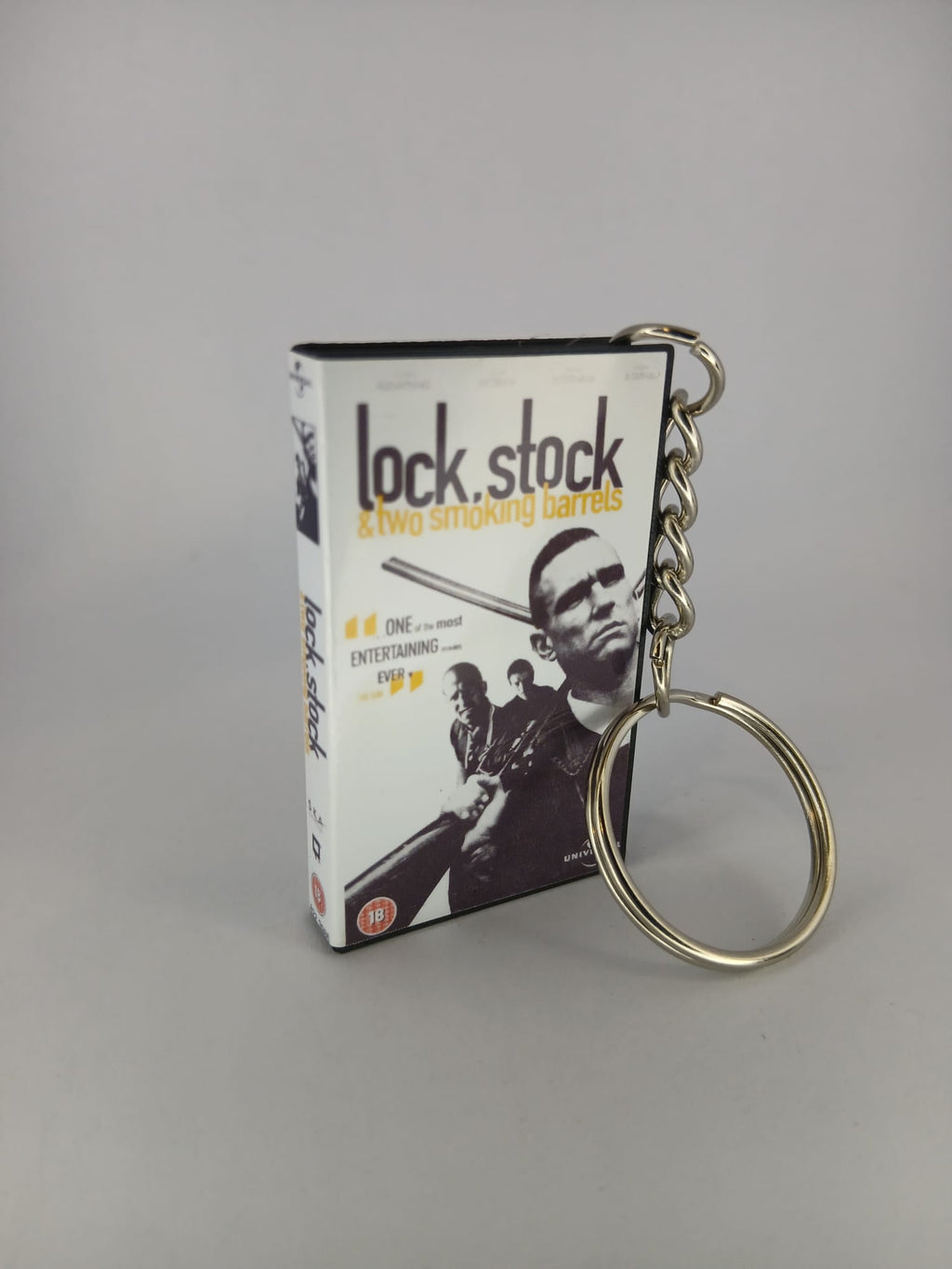 Lock, Stock and Two Smoking Barrels Mini VHS Keyring – spine view standing