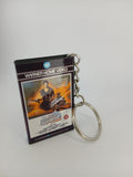 Mad Max 2 VHS keyring — back cover angled view standing