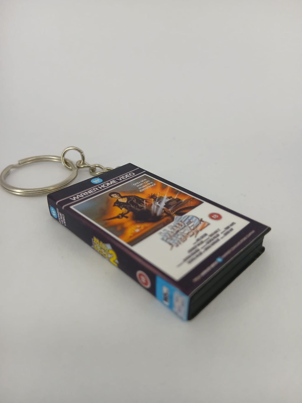 Mad Max 2 VHS keyring — front cover standing angled 2
