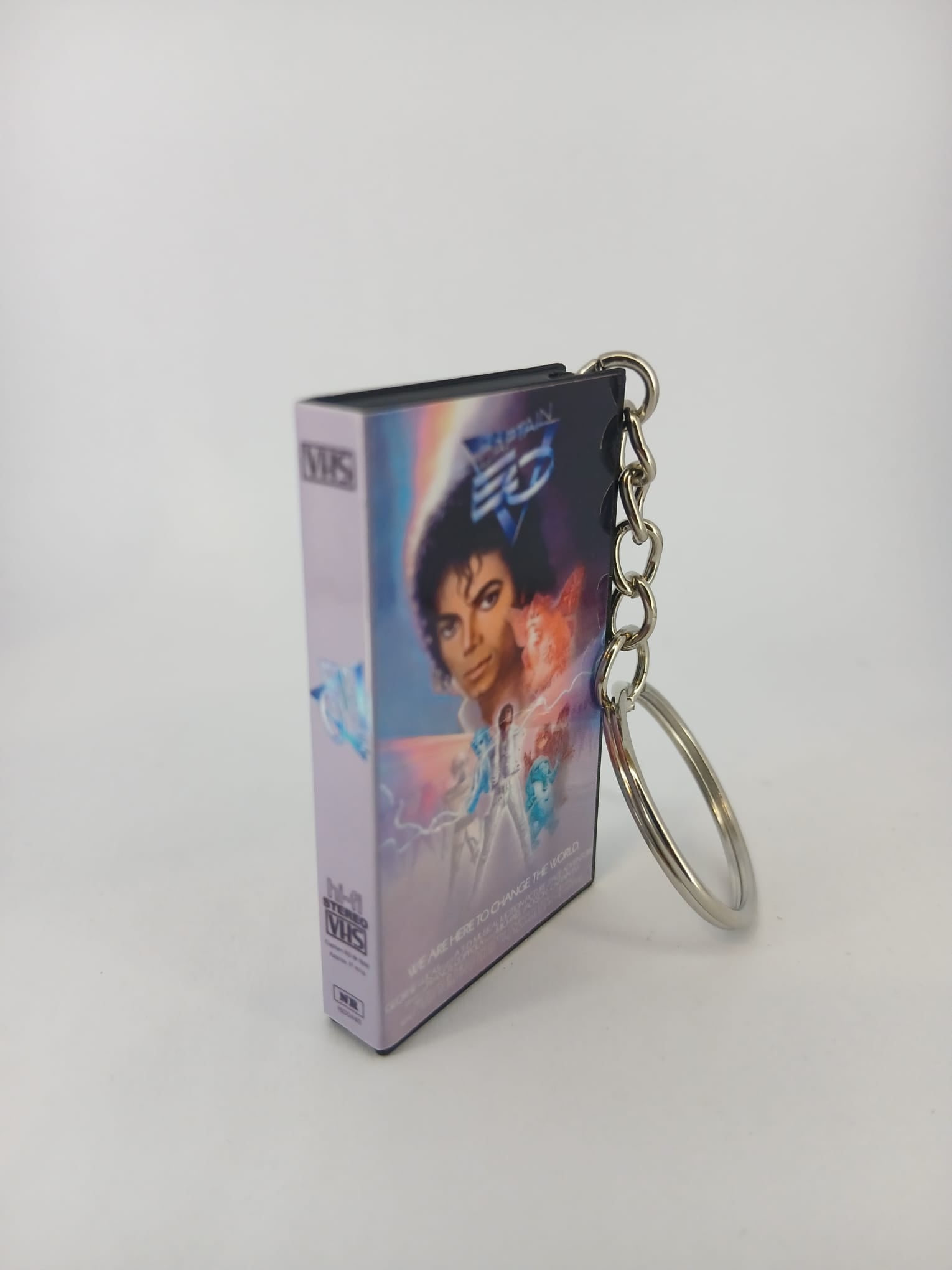 Captain EO VHS keyring — back cover angled view standing