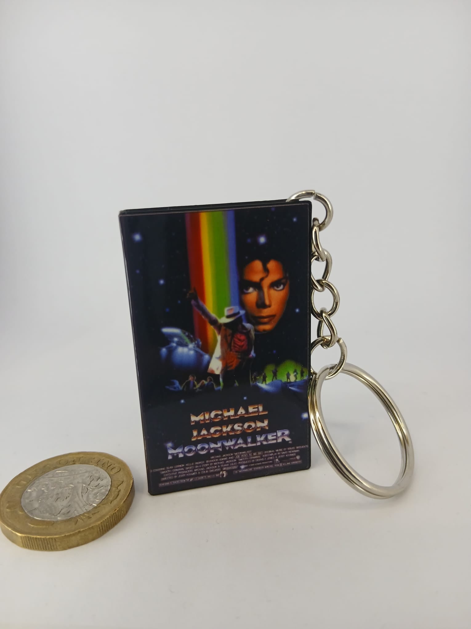 Moonwalker VHS keyring — front cover close-up standing