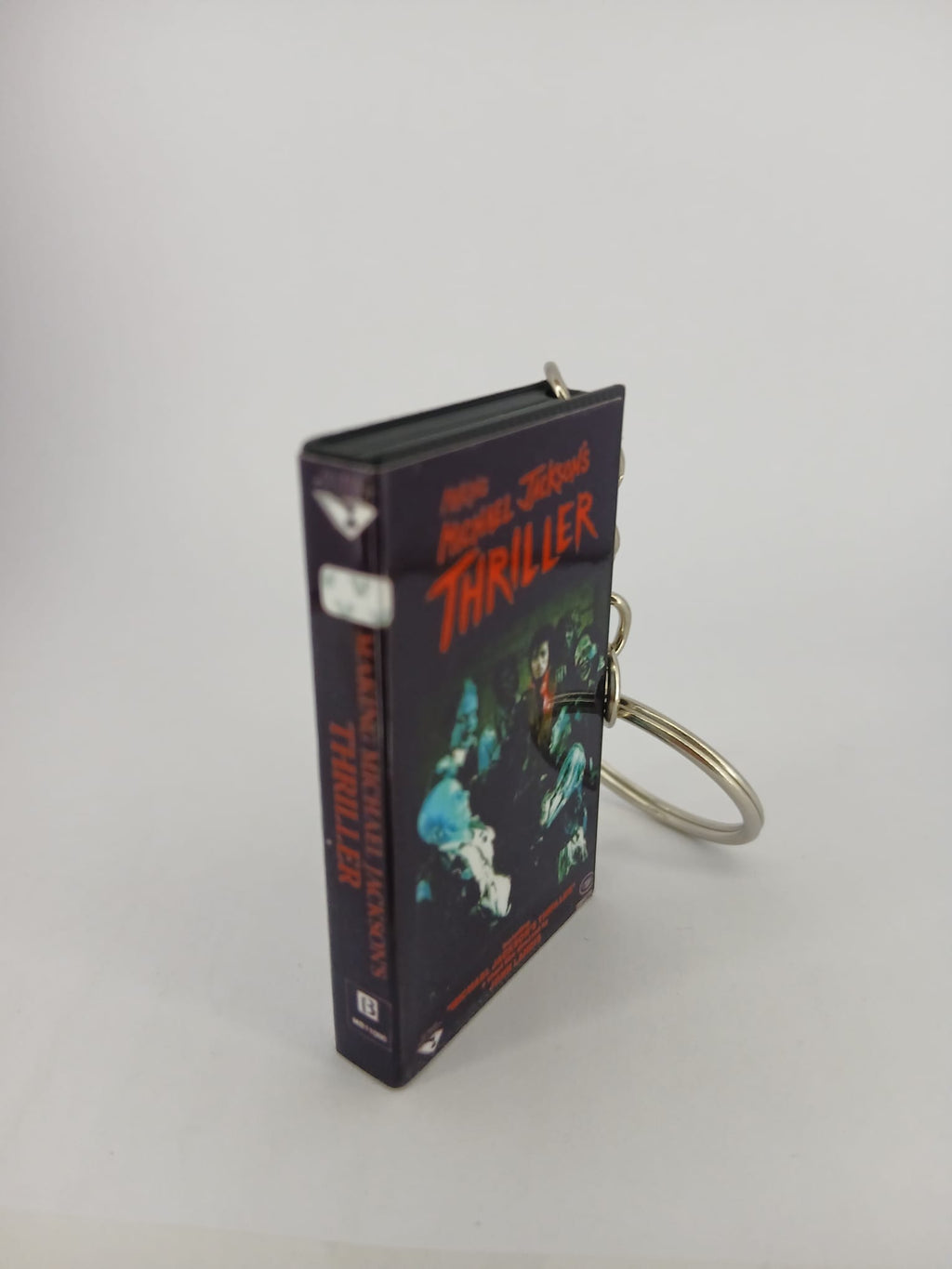 Making Michael Jackson's Thriller VHS keyring — back cover standing angled 2