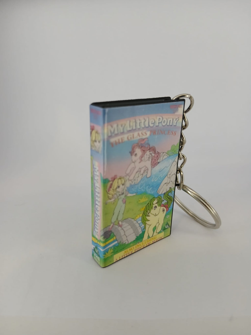 My Little Pony VHS keyring — back cover angled view standing