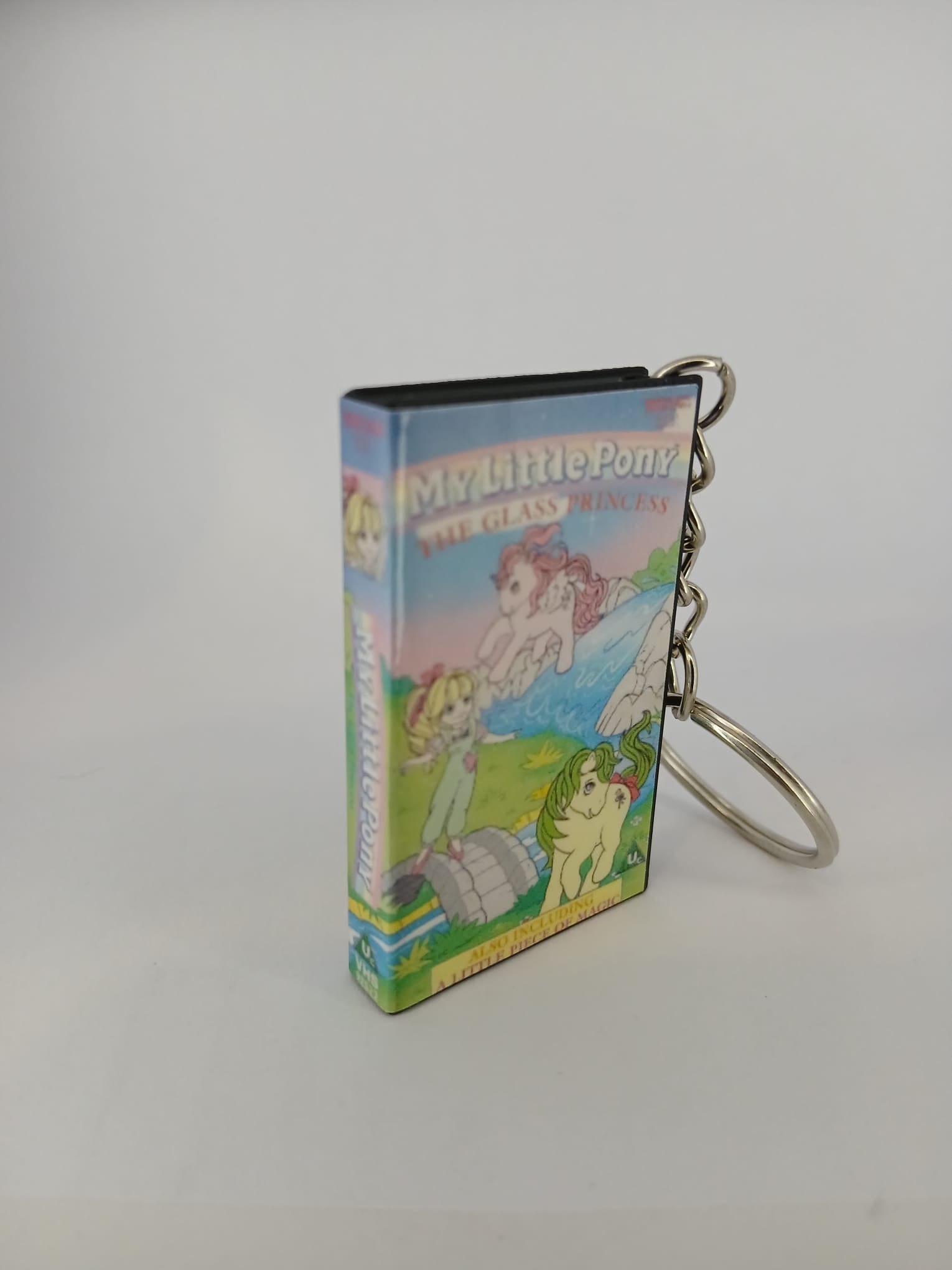 My Little Pony VHS keyring — back cover angled view standing