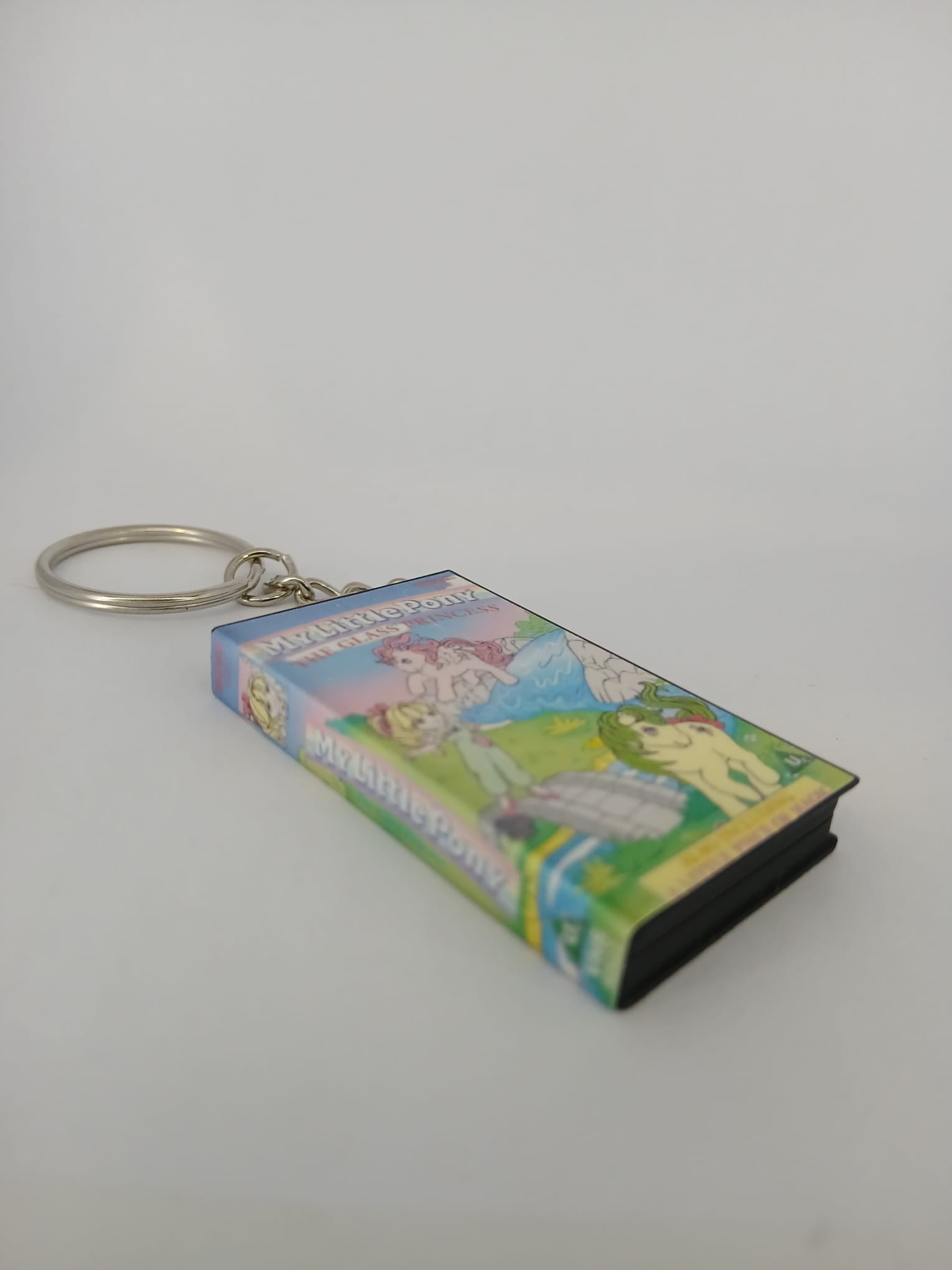 My Little Pony VHS keyring — back and spine angled view standing