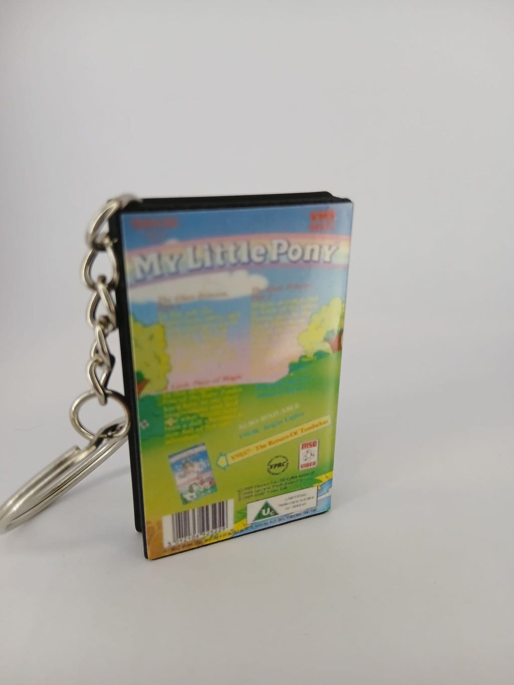 My Little Pony VHS keyring — spine view standing