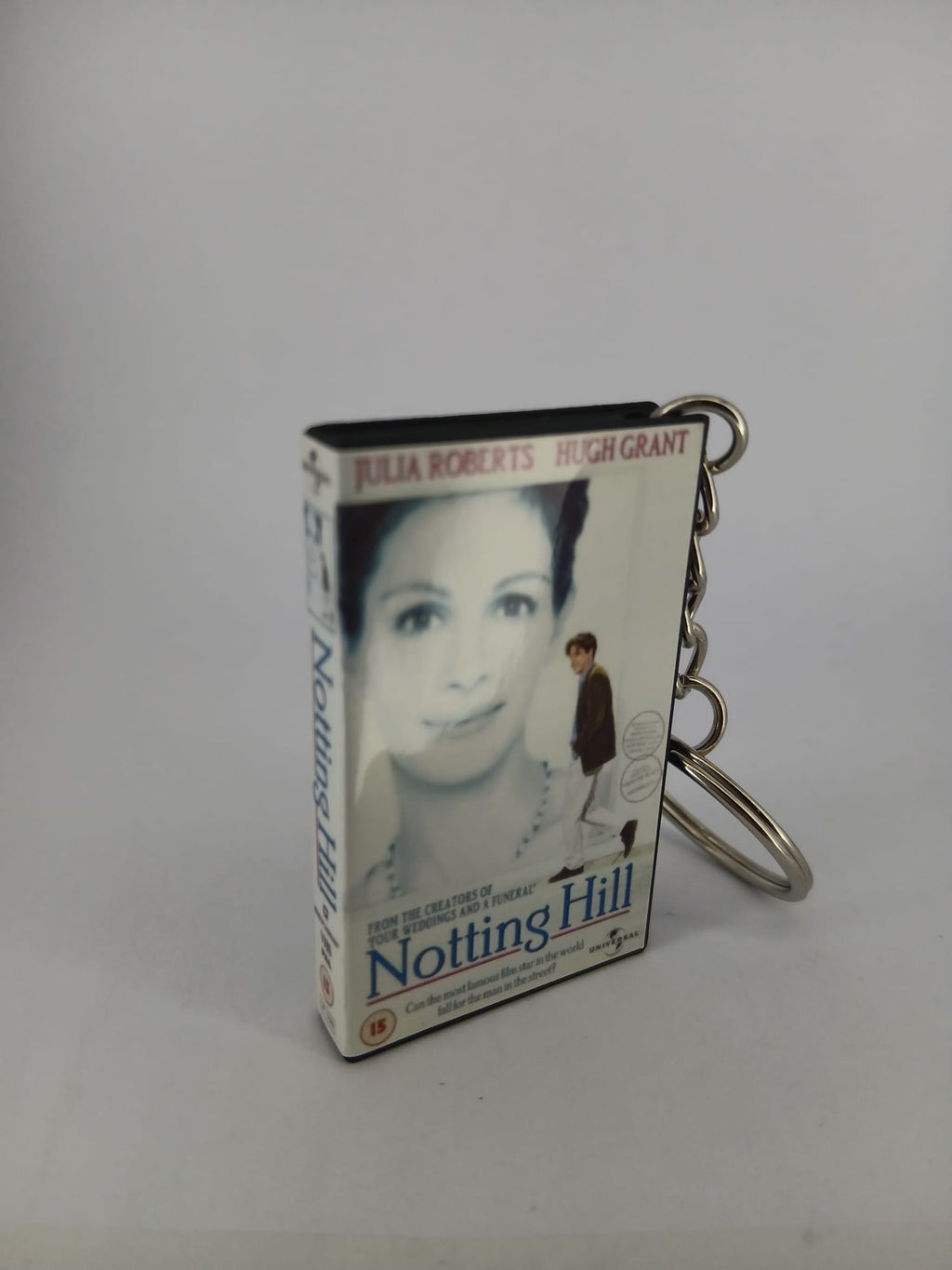 Notting Hill VHS keyring — front cover standing angled 3