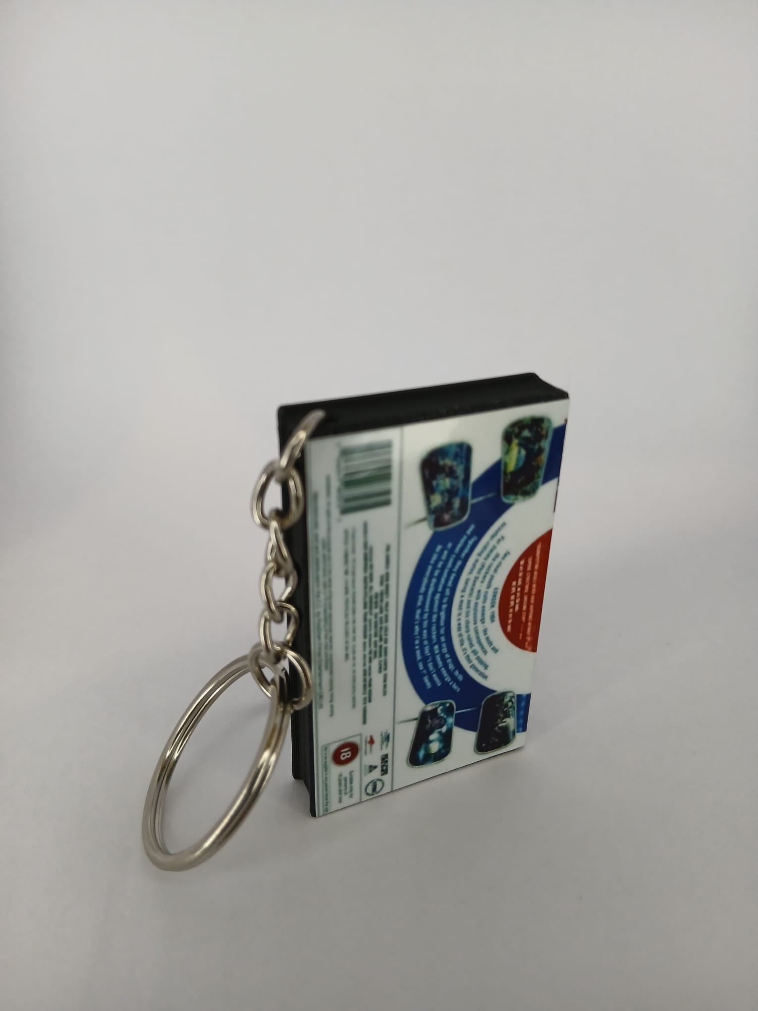 Quadrophenia VHS keyring — back cover standing angled 2