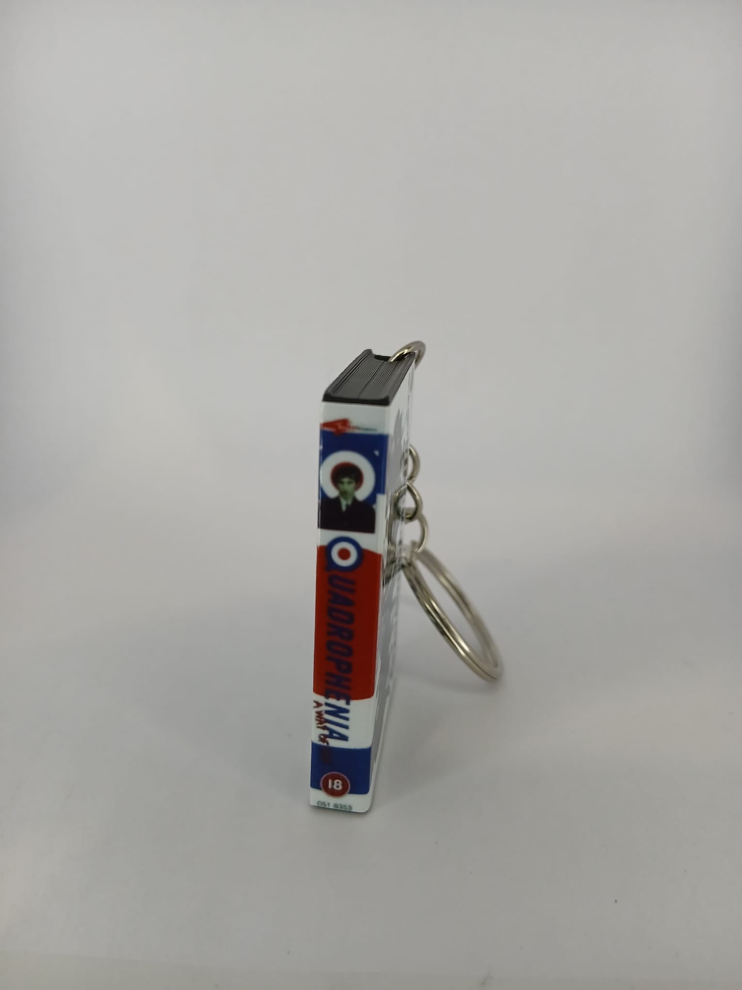 Quadrophenia VHS keyring — flat lay front and spine angled