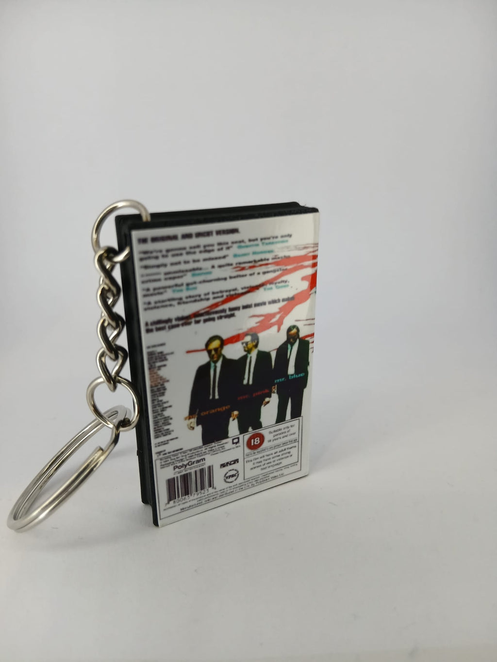 Reservoir Dogs VHS keyring — spine view standing