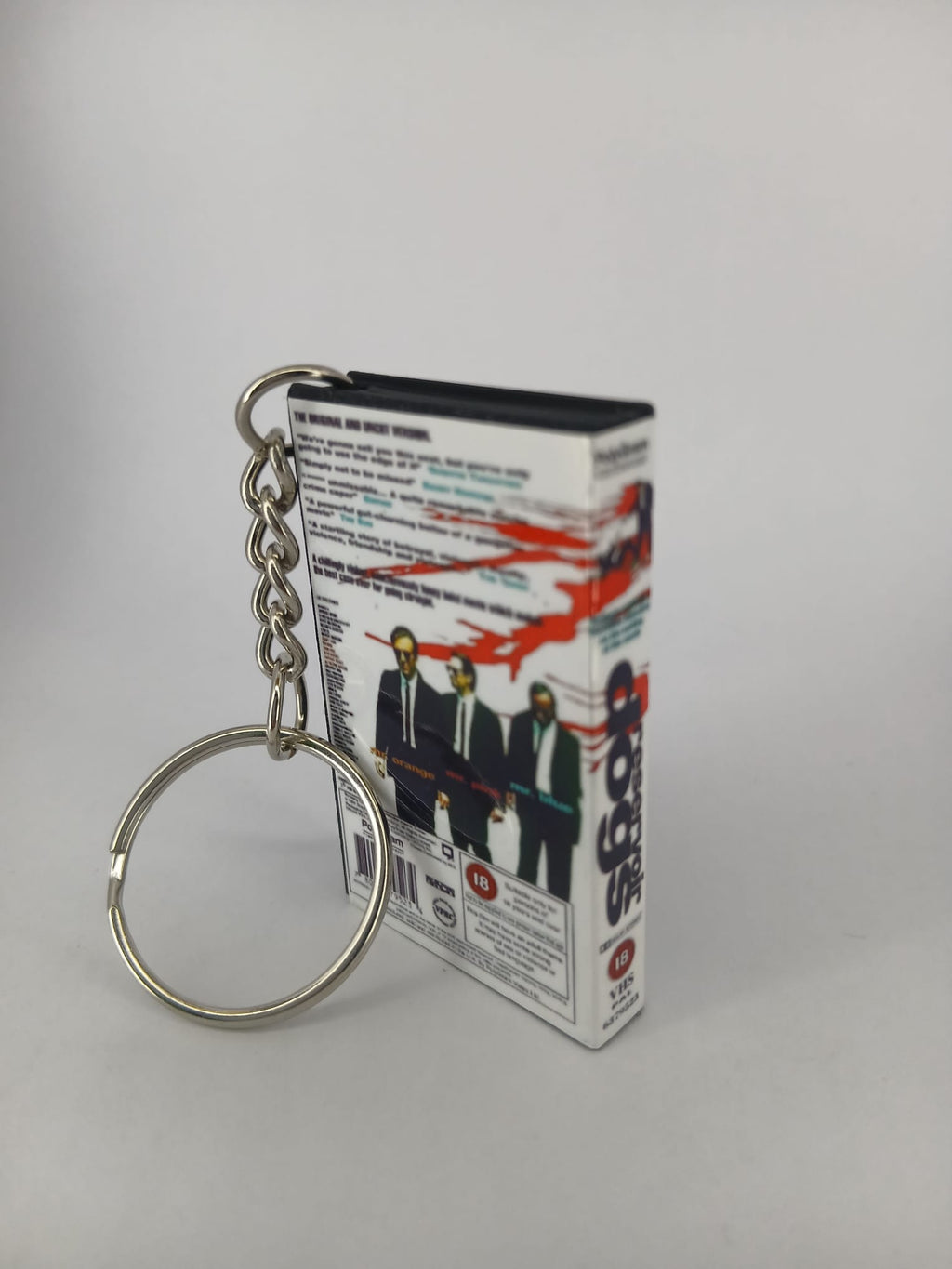 Reservoir Dogs VHS keyring — back cover standing angled 2