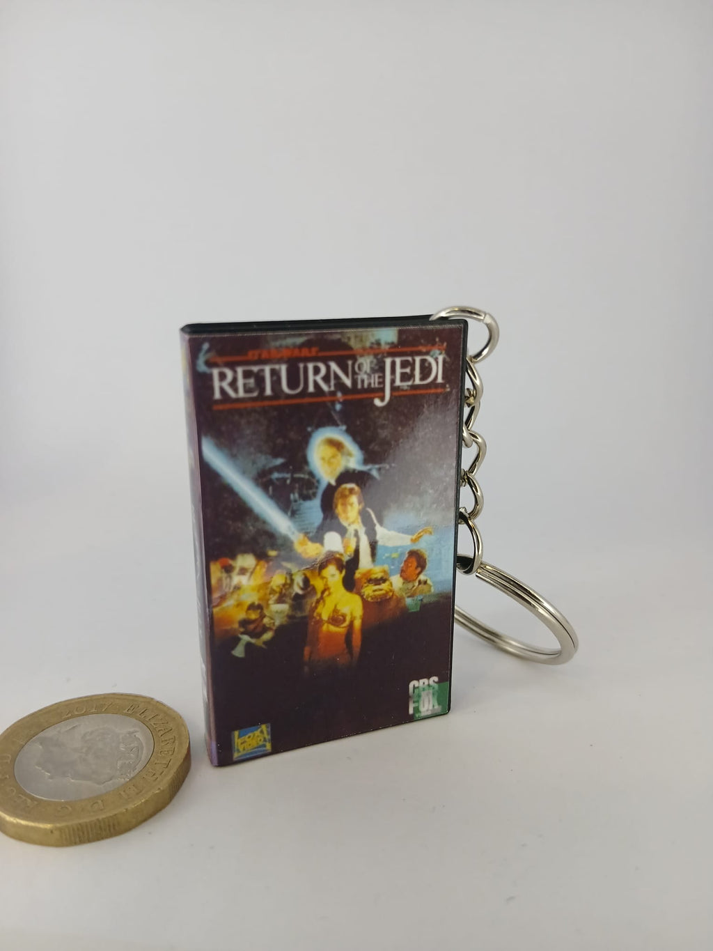 Return of the Jedi VHS keyring — front and spine angled view 2