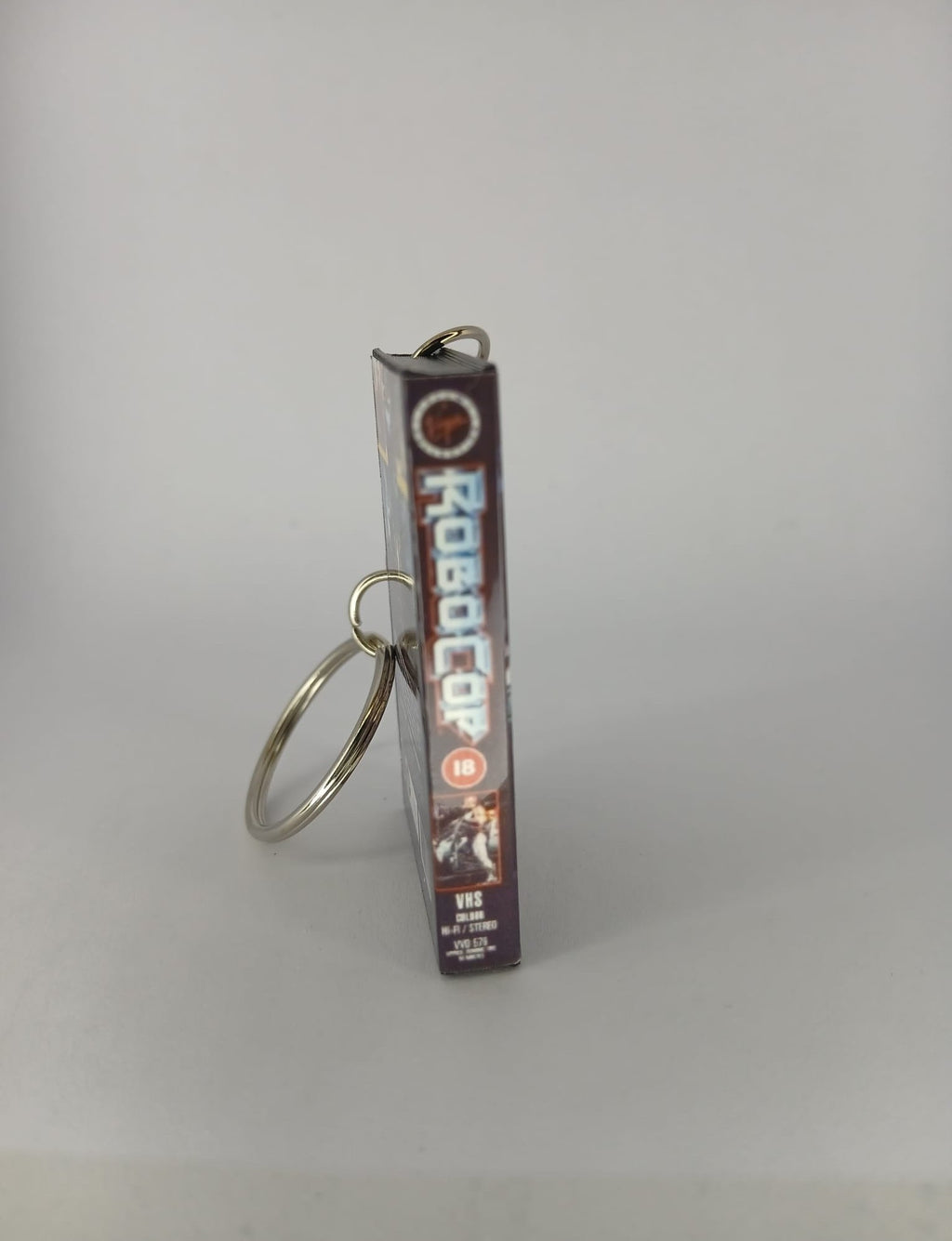 RoboCop Mini VHS Keyring – flat lay angle