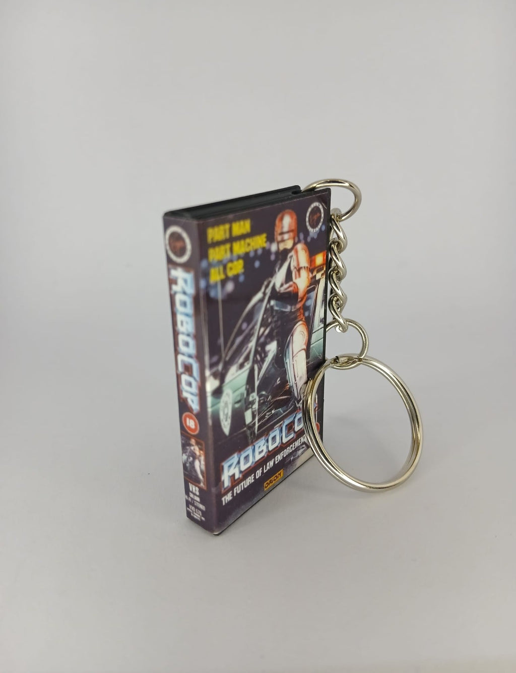 RoboCop Mini VHS Keyring – overhead view