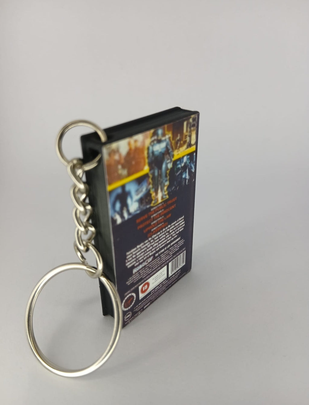 RoboCop Mini VHS Keyring – front view standing