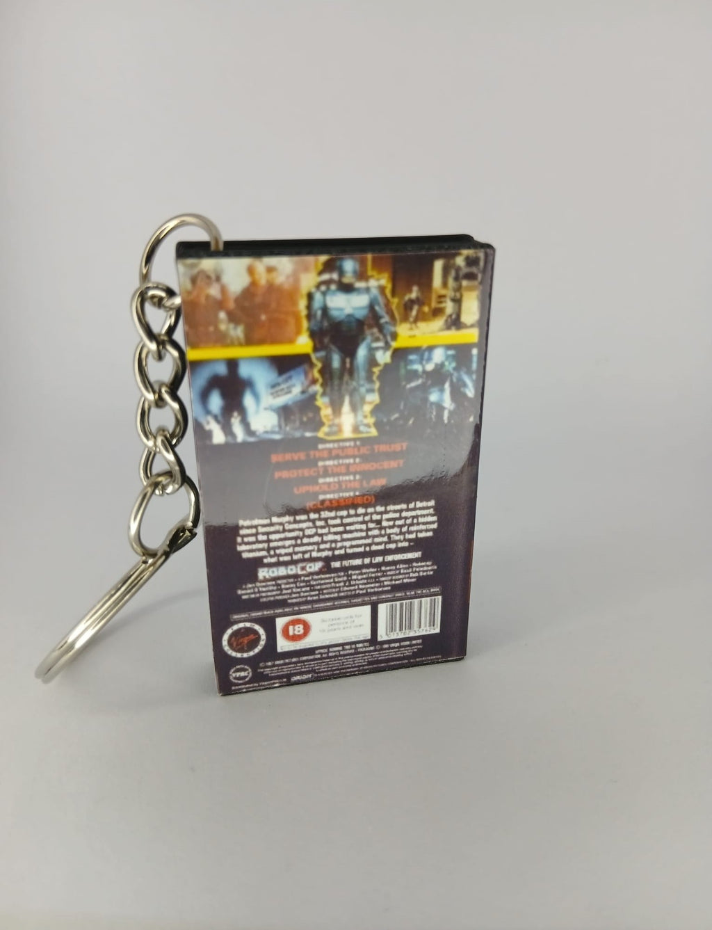 RoboCop Mini VHS Keyring – side angle
