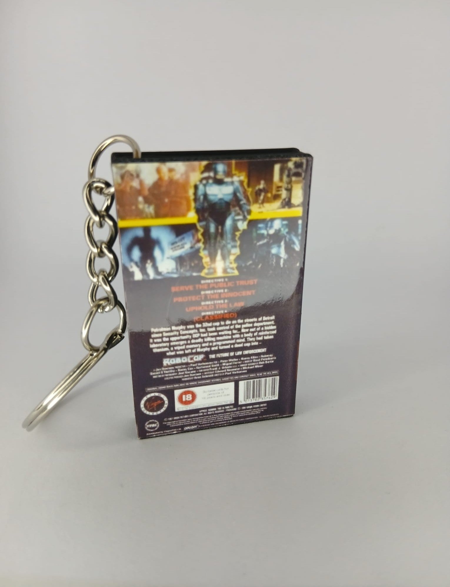 RoboCop Mini VHS Keyring – side angle