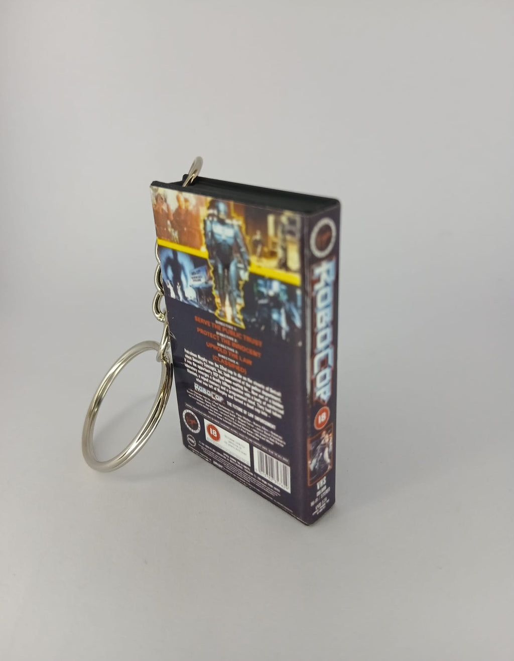 RoboCop Mini VHS Keyring – spine view