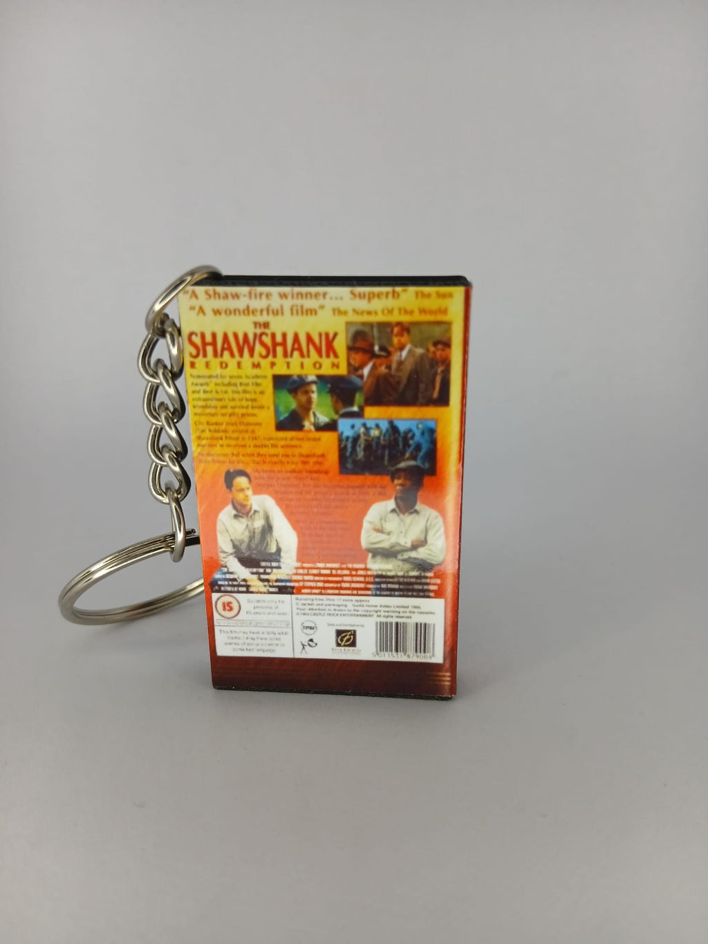 The Shawshank Redemption Mini VHS Keyring – back spine angle