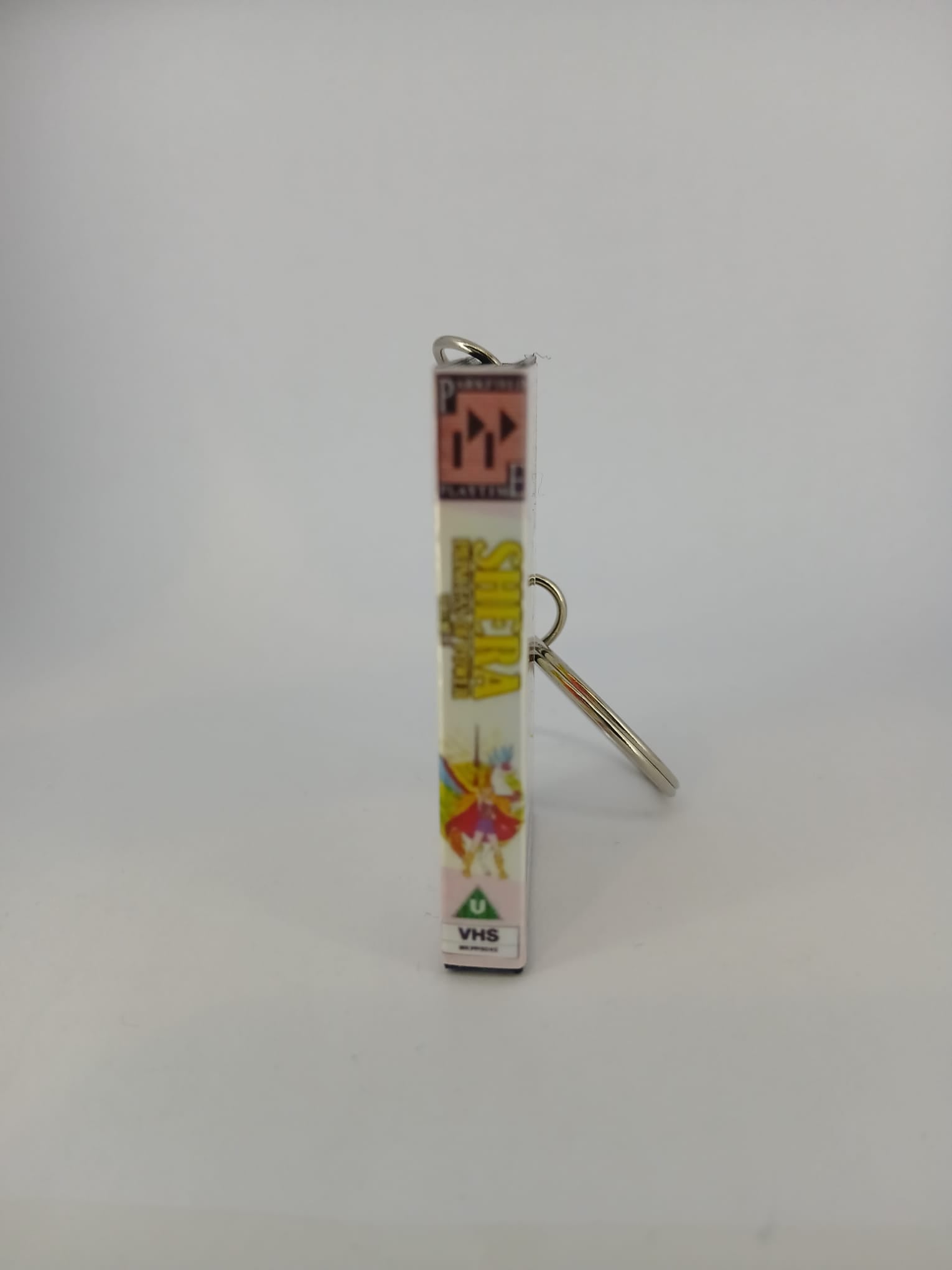 She-Ra Princess of Power VHS keyring — back cover standing angled 2