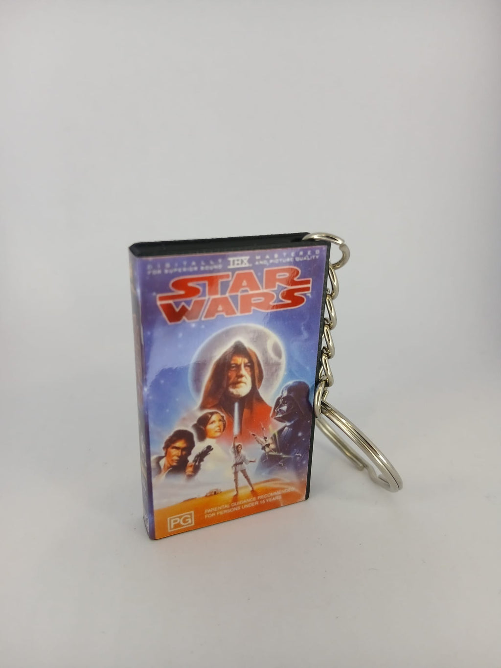 Star Wars A New Hope VHS keyring — back cover angled view