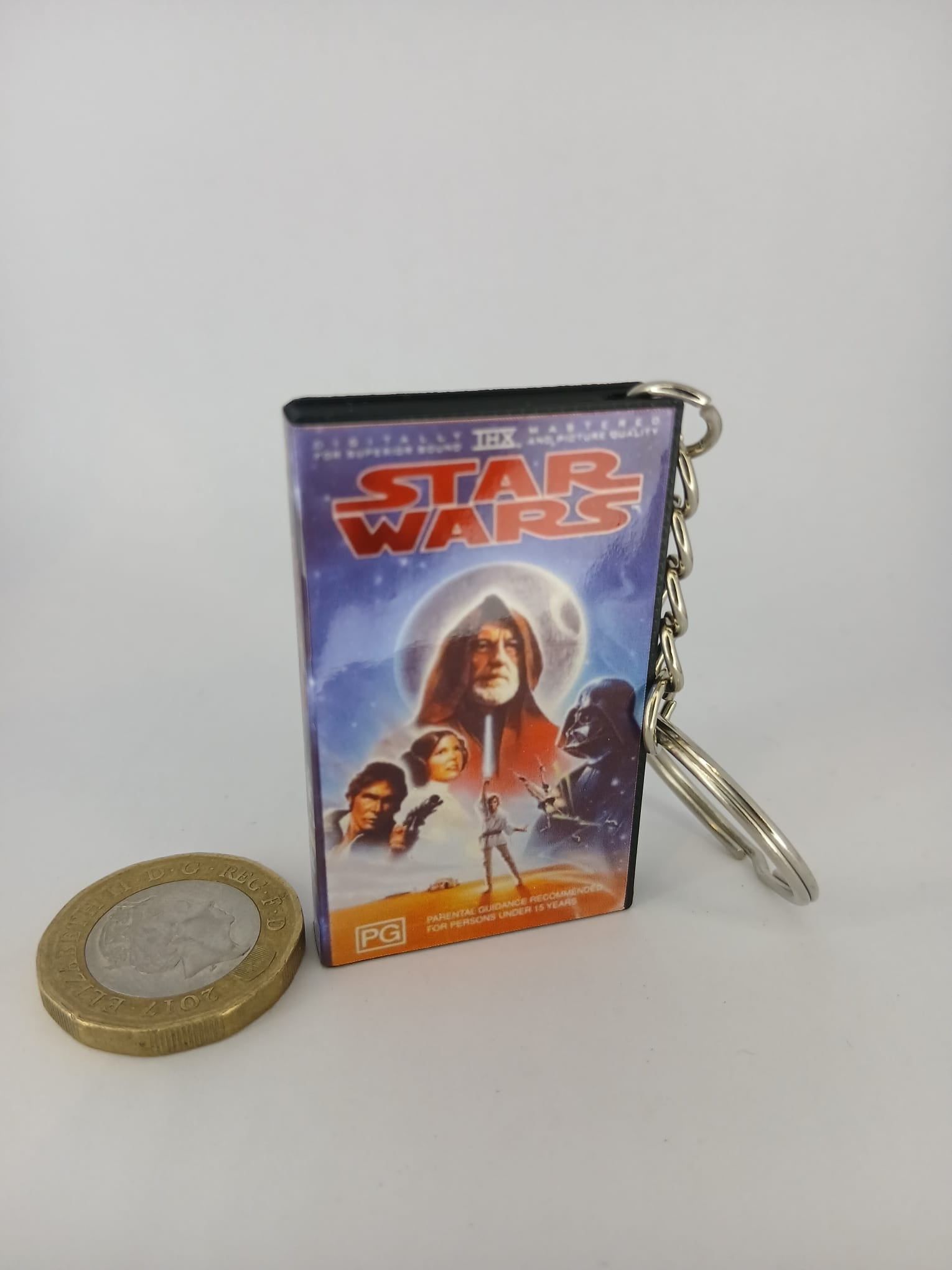 Star Wars A New Hope VHS keyring — top view