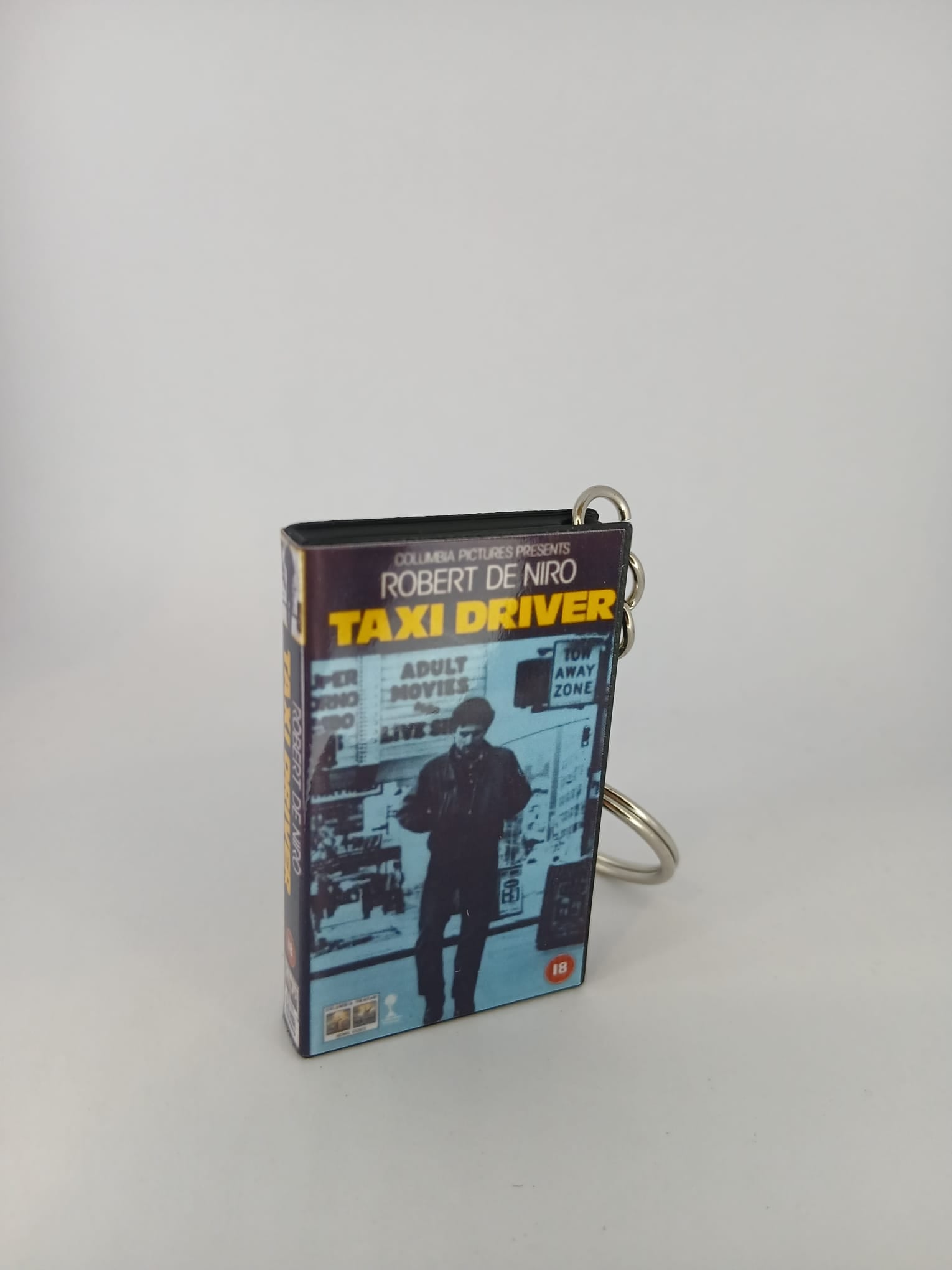 Taxi Driver VHS keyring — front cover close-up