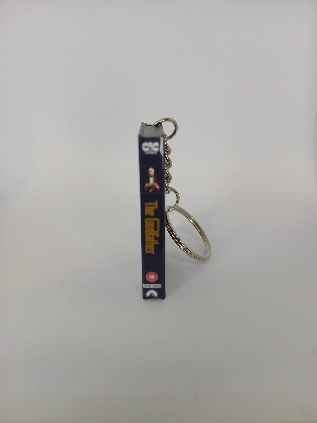 The Godfather Mini VHS Keyring – back spine angle standing
