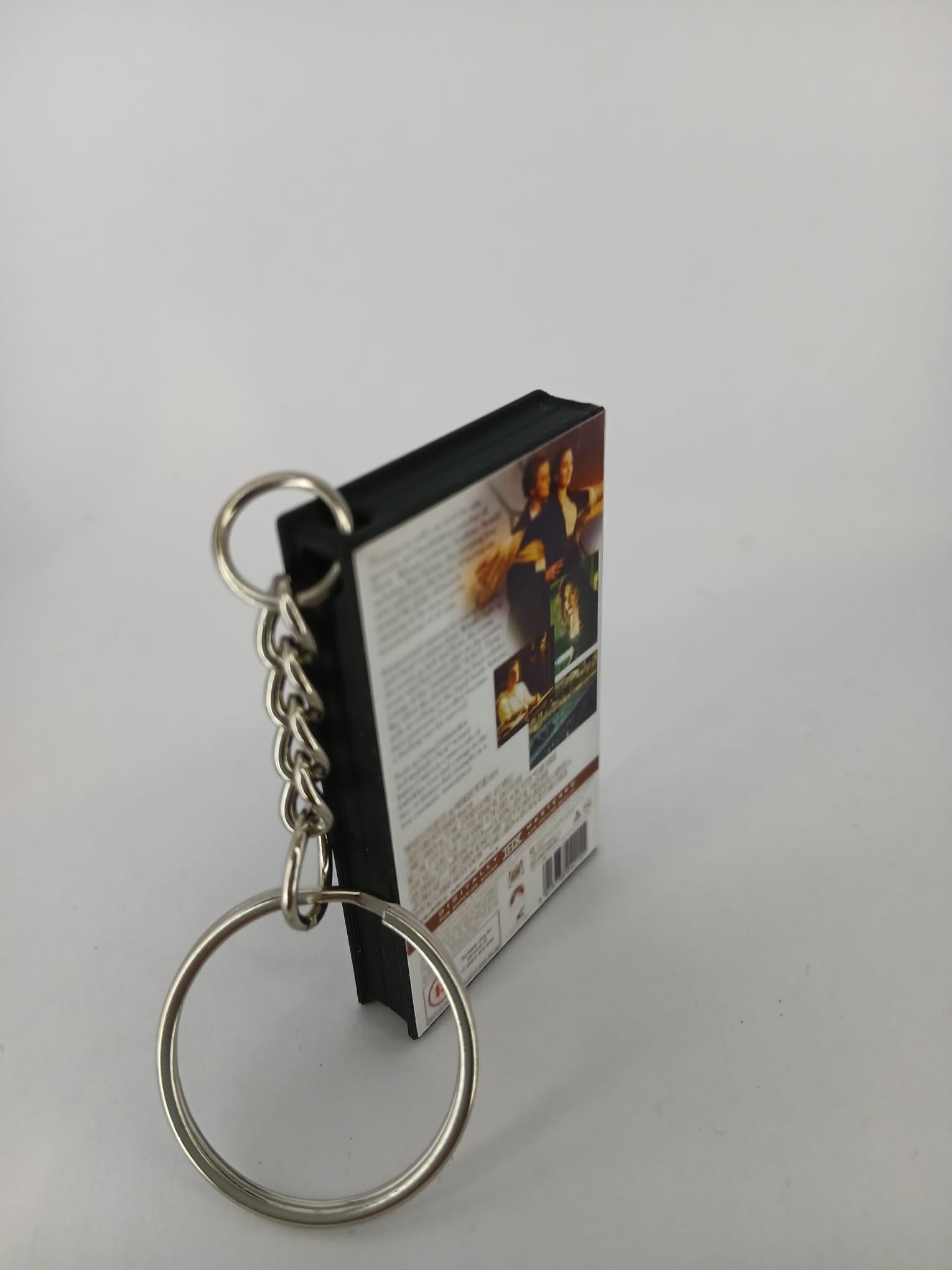 Titanic VHS keyring — front cover standing angled