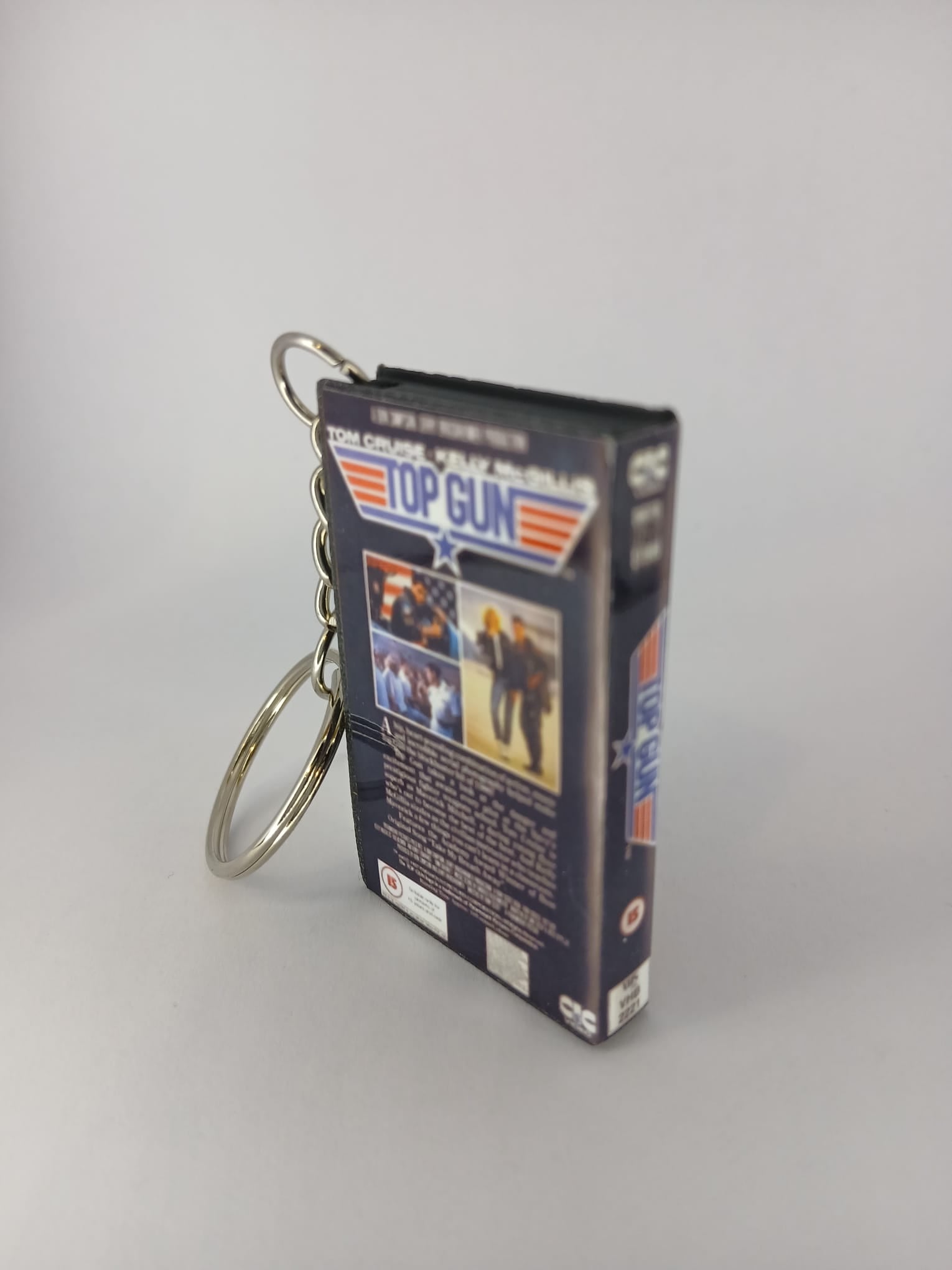 Top Gun Mini VHS Keyring – front spine angle
