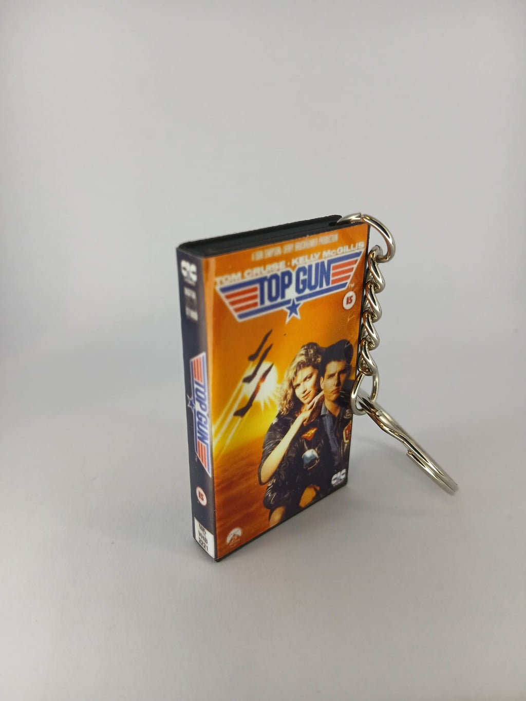 Top Gun Mini VHS Keyring – front with coin standing
