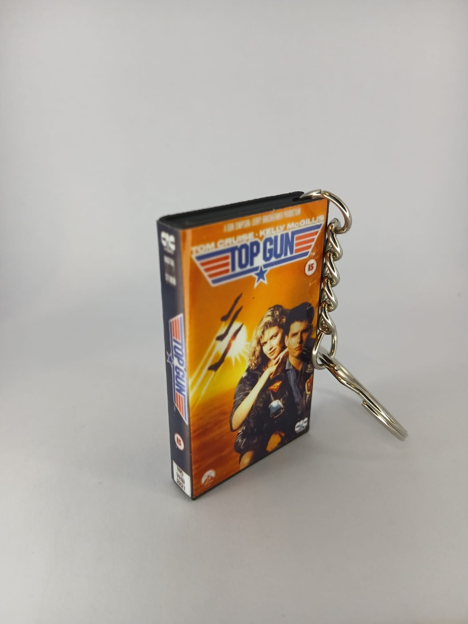 Top Gun Mini VHS Keyring – front with coin standing
