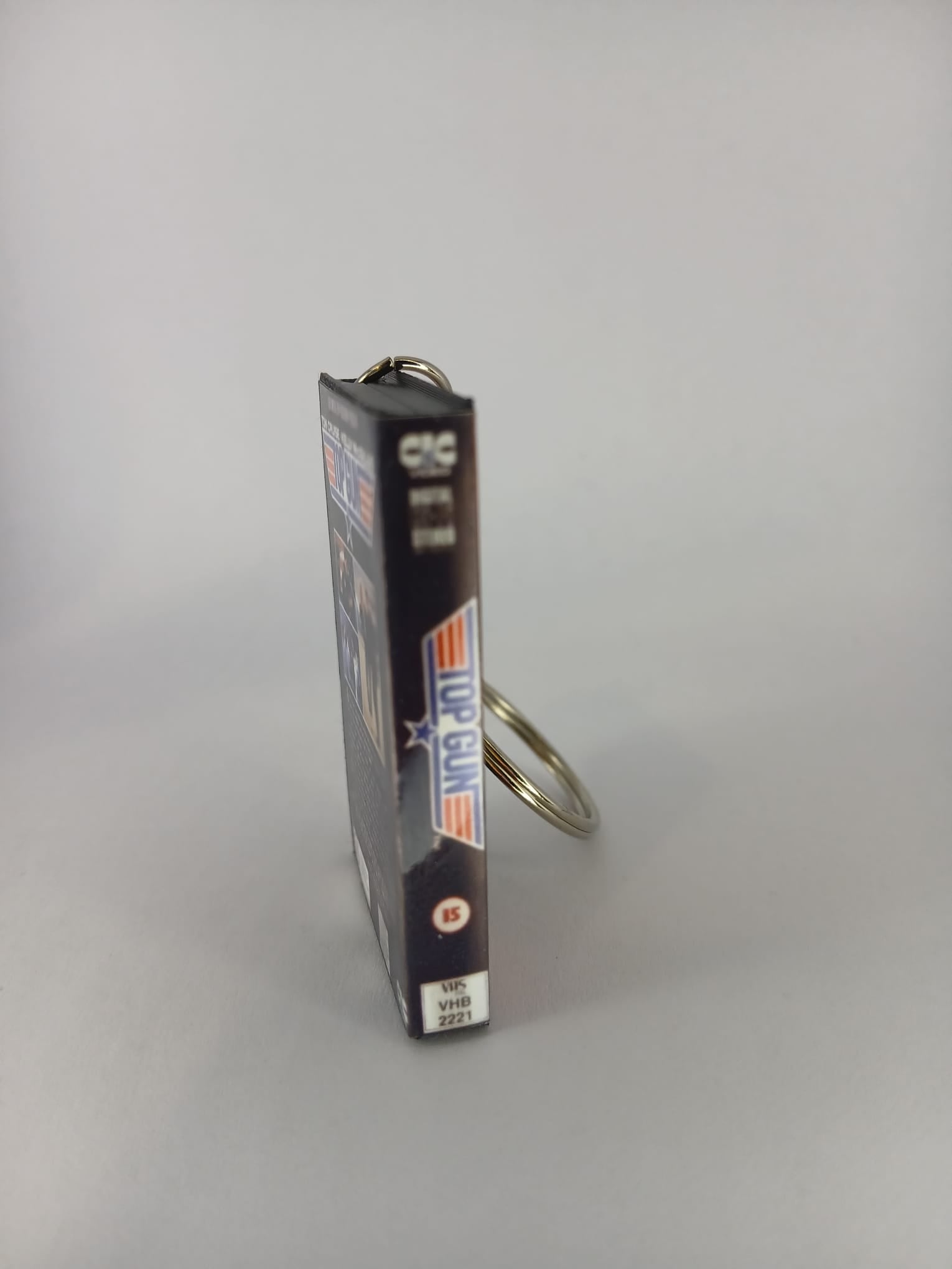 Top Gun Mini VHS Keyring – back angle standing