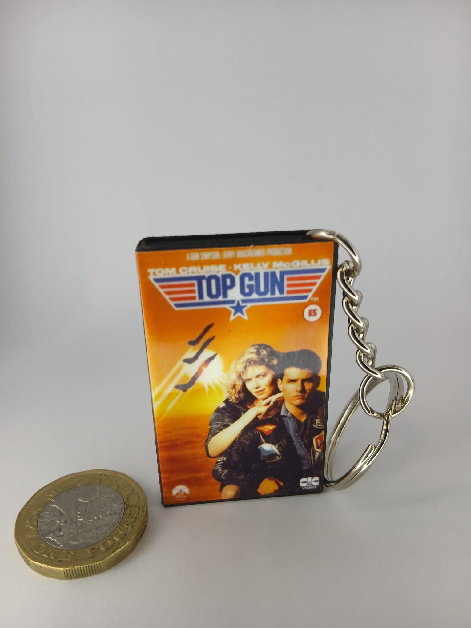 Top Gun Mini VHS Keyring – back angle low