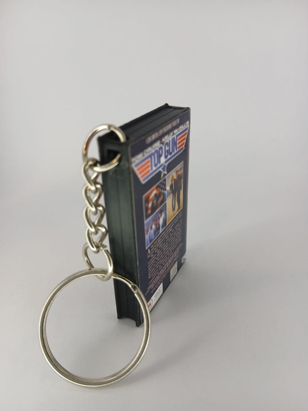 Top Gun Mini VHS Keyring – flat lay overhead