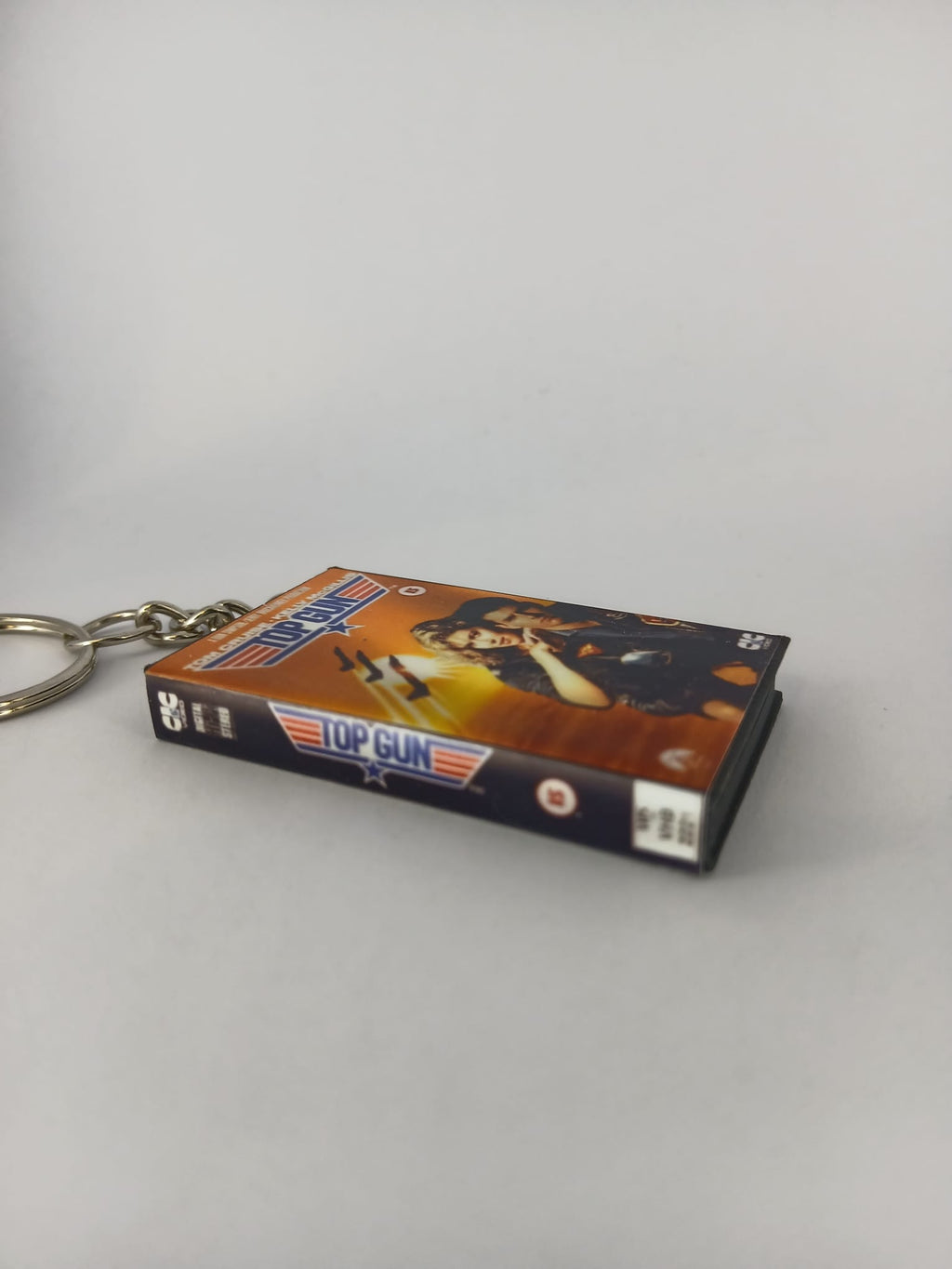 Top Gun Mini VHS Keyring – flat lay side spine