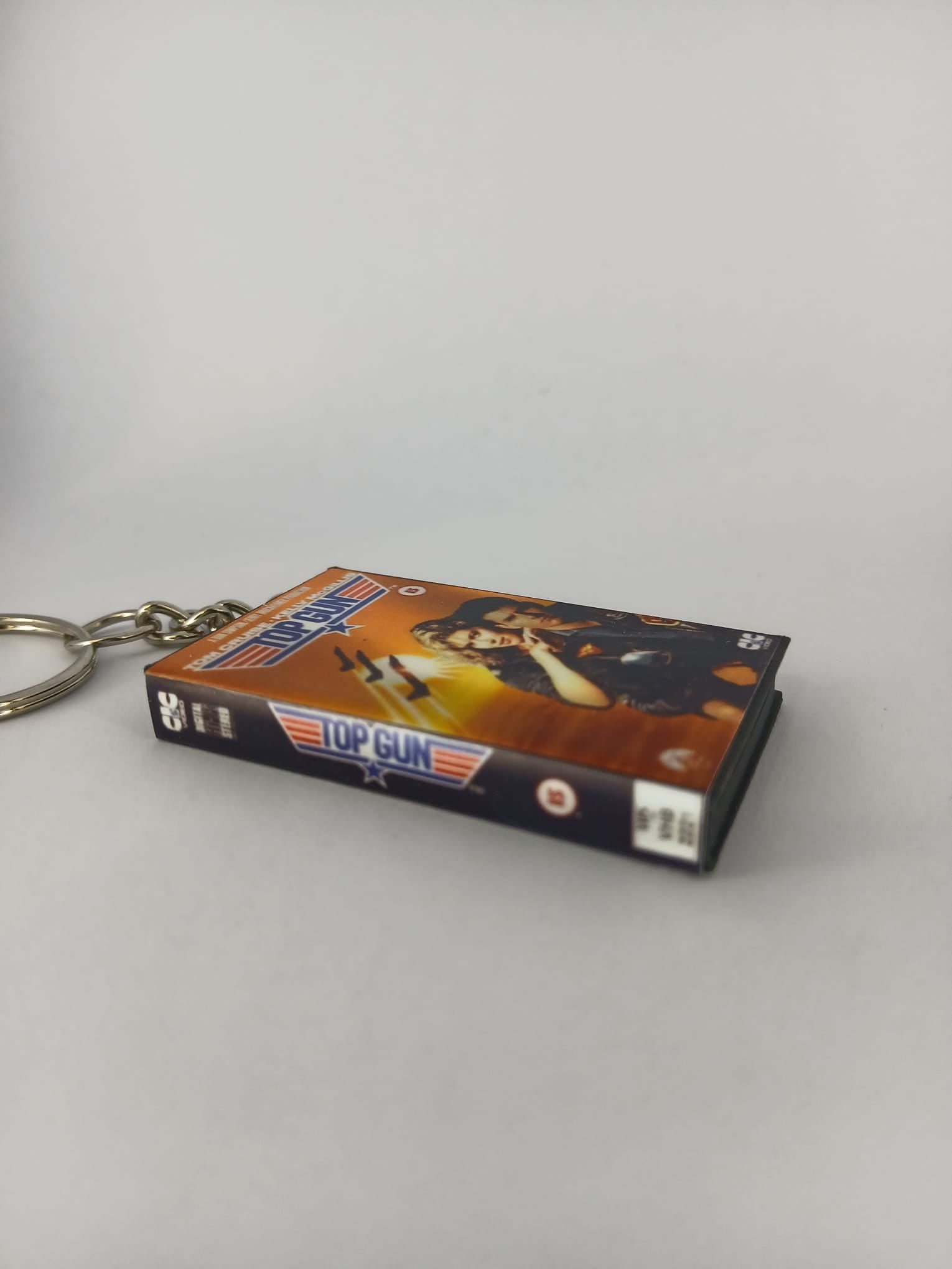 Top Gun Mini VHS Keyring – flat lay side spine