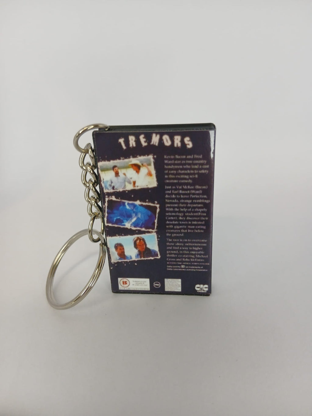 Tremors Mini VHS Keyring – back view standing
