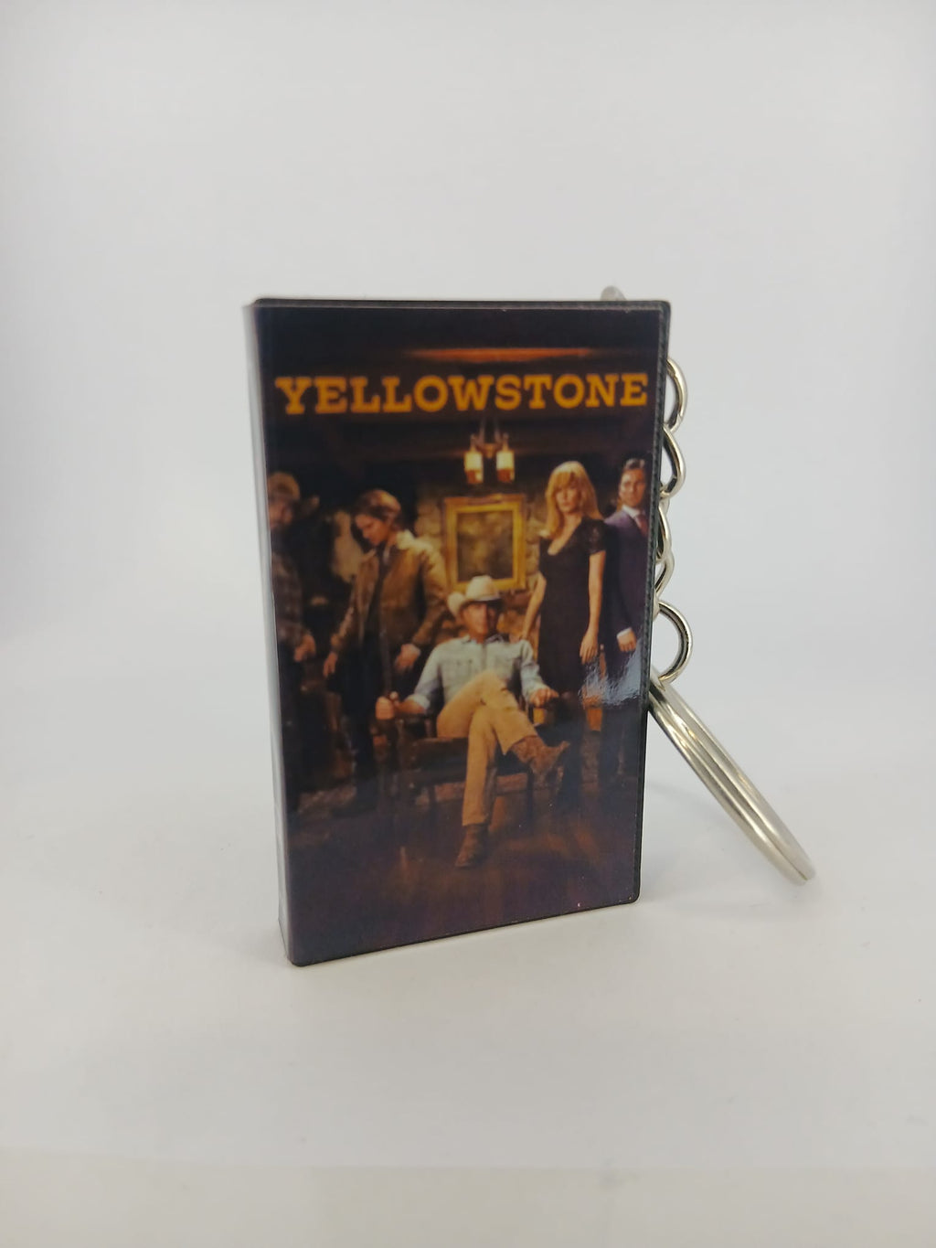 Yellowstone VHS keyring — front cover standing angled 2